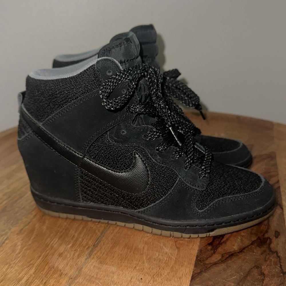 Nike Dunk Sky Hi Sz7 Blk Gum Hidden Wedge.Good used condition.Kept N shoe closet